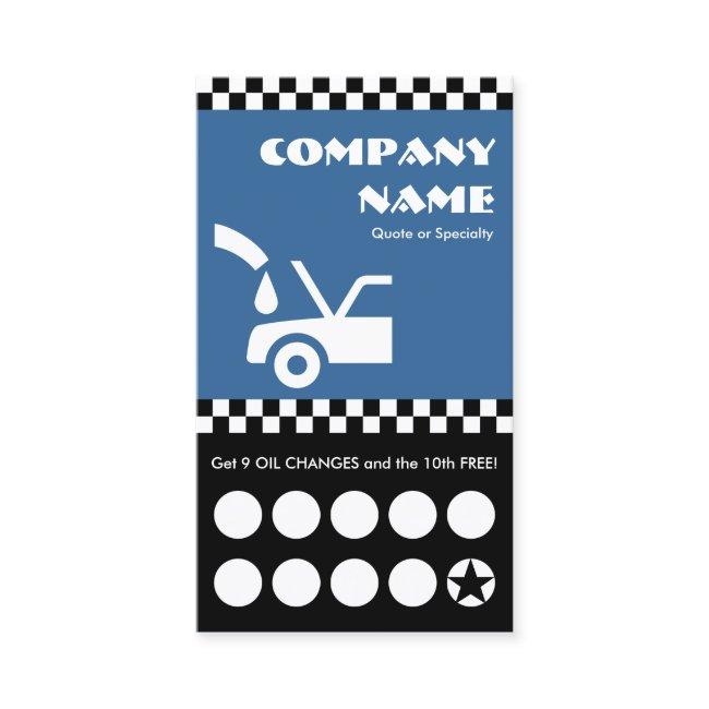 oil change checkers punchcard loyalty card