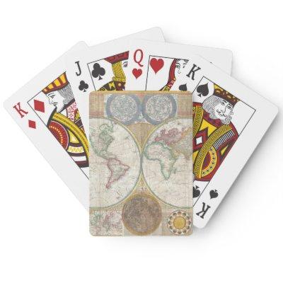 Old Antique Vintage General Map of the World Poker Cards