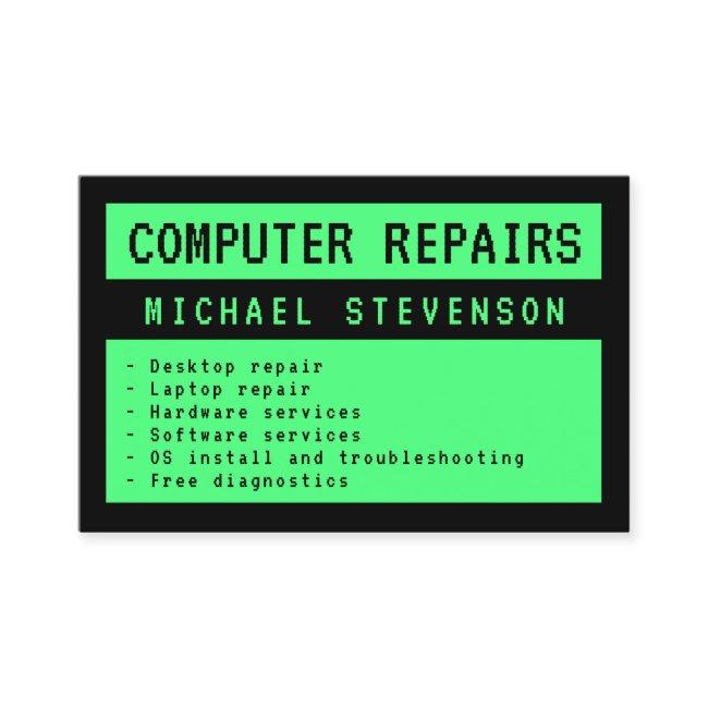 Old computer screen green and black