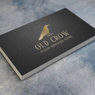 Old Crow Gold Bird Logo Elegant Black Leather