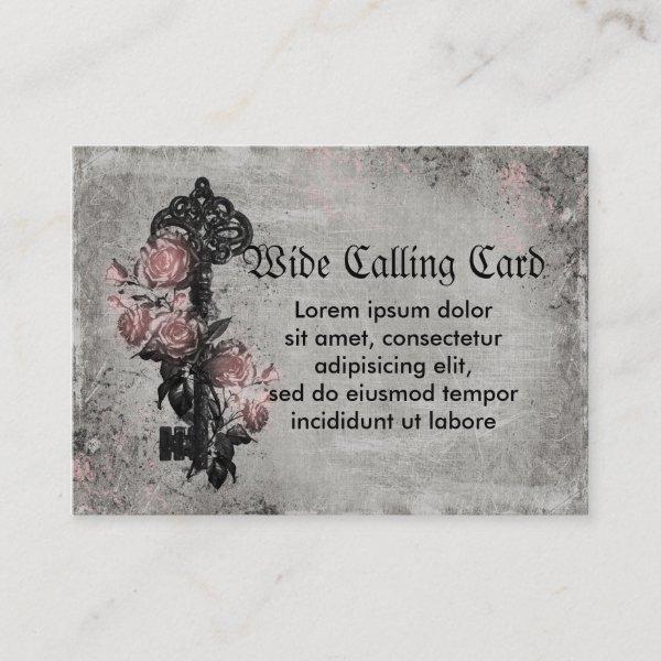 Old Key and Roses Calling Card