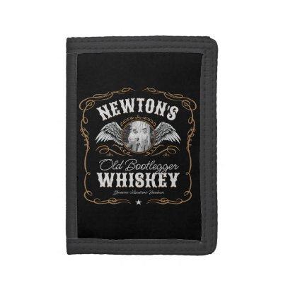 Old Moonshine Whiskey Label ADD PHOTO Family Name Trifold Wallet