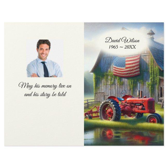 Old Red Farm Tractor Funeral Flyer