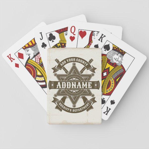 Old West Sheriff Deputy Rifles Badge Personalized Playing Cards