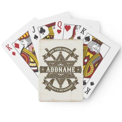 Old West Sheriff Deputy Rifles Badge Personalized Poker Cards
