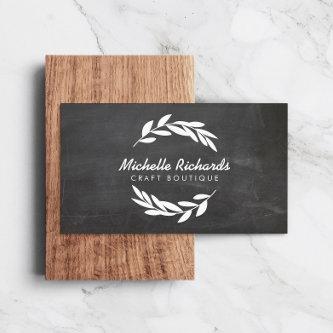 Olive Branch Wreath Logo on Chalkboard Background