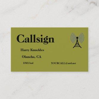 Olive Green Amateur Radio Call Sign