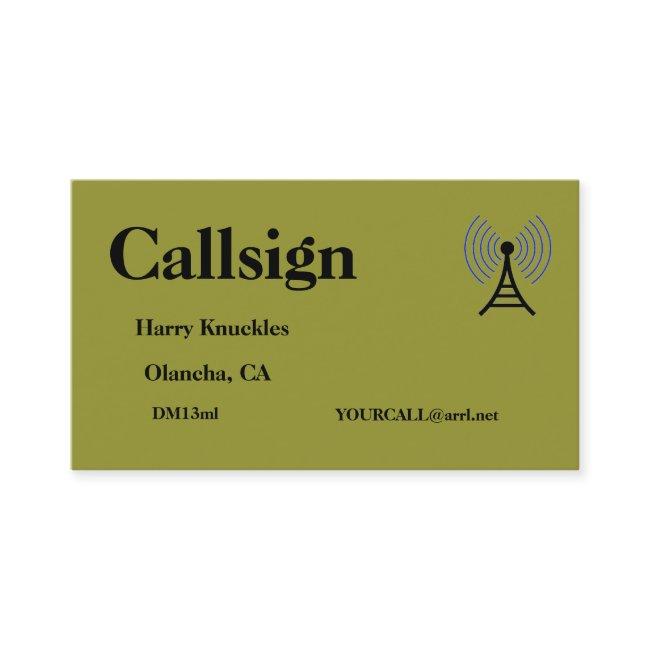 Olive Green Amateur Radio Call Sign