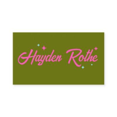 Olive Green Pink Retro Typography Stars