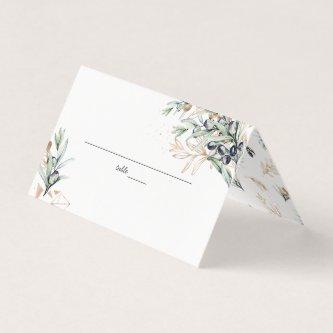 Olive Grove Greenery Gold Wedding Place Card