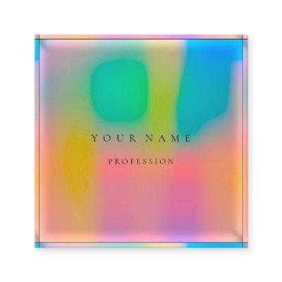 Ombre Framed Simply Professional Holographic Pink Square