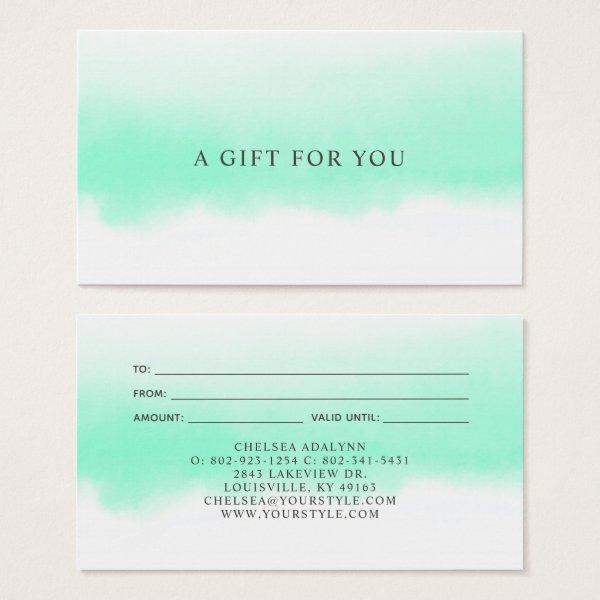 Ombre Mint Watercolor Minimalist Luxury Gift Card