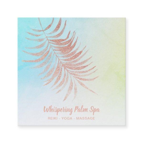*~*  Ombre Pastel Rose Gold Palm Branch Turquoise Square