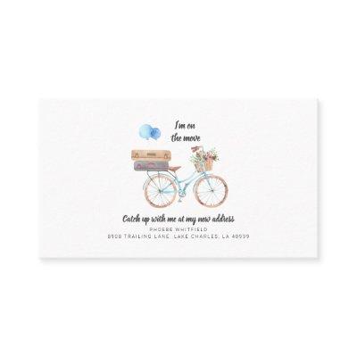 On Move New Address Watercolor Bike Moving Card