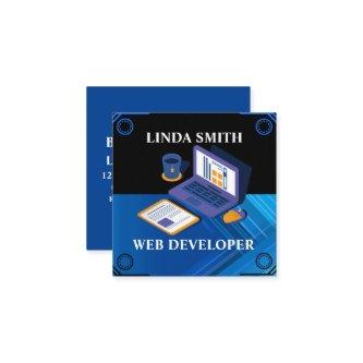 Online Web Developer Social Media Manager Blue   Square