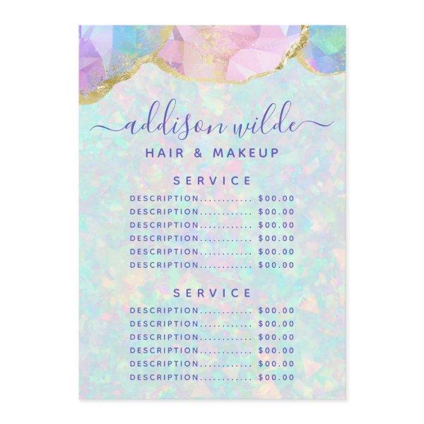 Opal Gemstone Pastel Business Price List Menu
