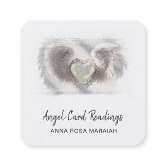 *~* Opal Heart QR Angel Wings AP78 White Delicate Square