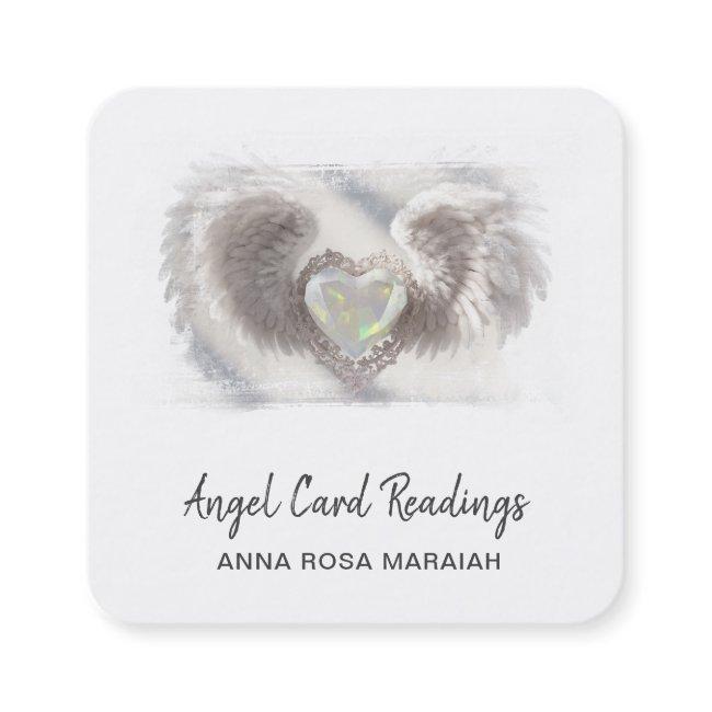 *~* Opal Heart QR Angel Wings AP78 White Delicate Square