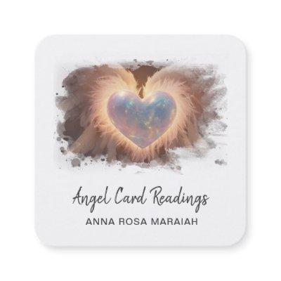 *~* Opal Heart QR  Gold Angel Wings AP78 WHITE Square