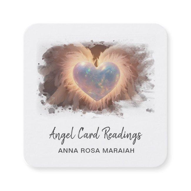 *~* Opal Heart QR Gold Angel Wings AP78 WHITE Square