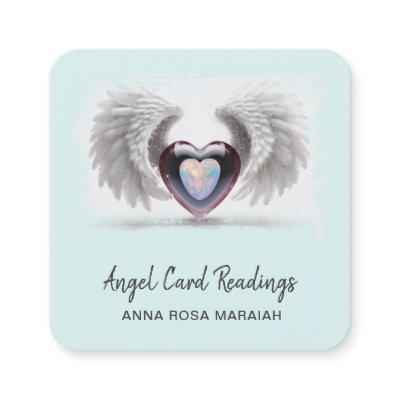 *~* Opal Two Heart QR Angel Wings AP78 Aqua Square