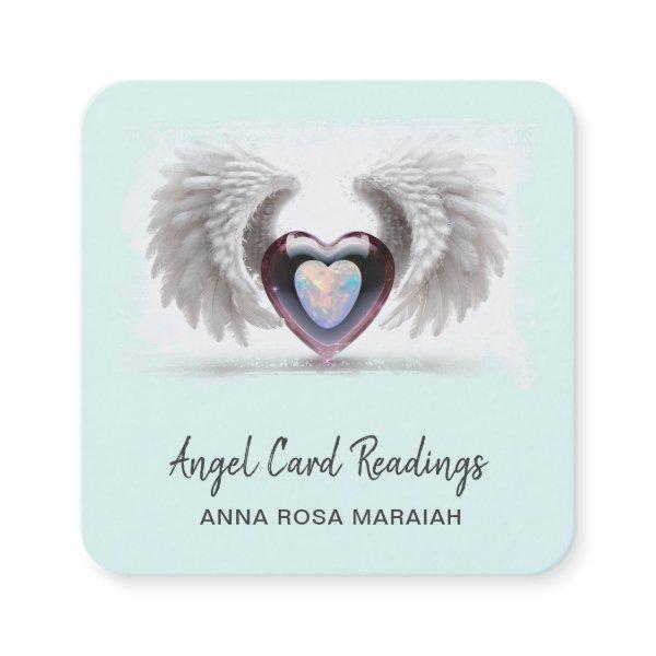 *~* Opal Two Heart QR Angel Wings AP78 Aqua Square