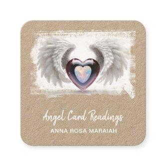 *~* Opal Two Heart QR Angel Wings AP78 Kraft Square