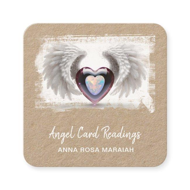 *~* Opal Two Heart QR Angel Wings AP78 Kraft Square