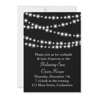 Open House Black Twinkle Lights Invitation