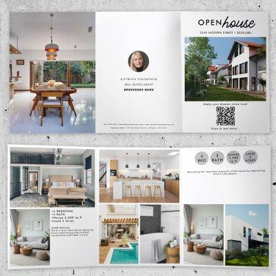 Open House Real Estate Just Listed Photos Brochure Tri-Fold Invitation
