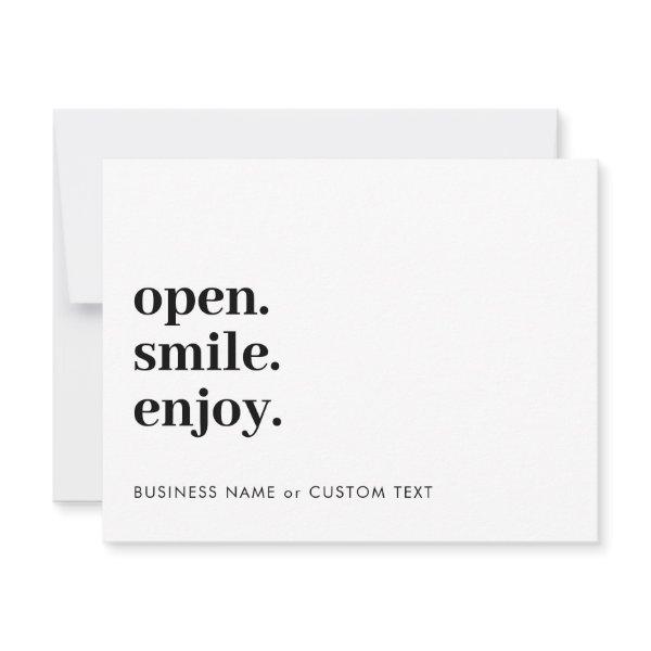 Open Smile Enjoy Candle Care Thank You Business Note Card
