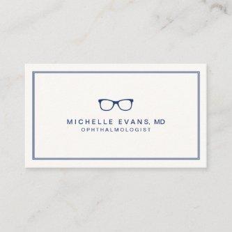 Ophthalmologist Navy Blue and Ivory Eyeglasses