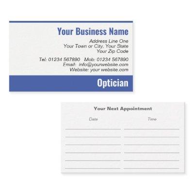 Optician Next Appointment Card