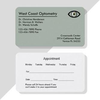 Optometrist Modern Businesscards Appointment Card