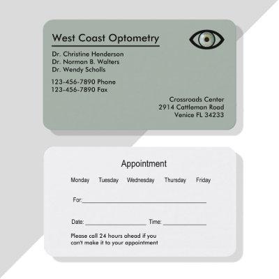 Optometrist Modern Businesscards Appointment Card