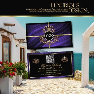 Opulent Royal Blue Gold Crown with Logo QR Code
