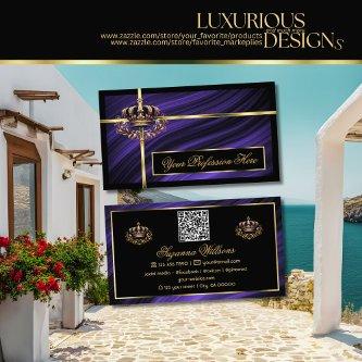 Opulent Royal Blue Gold Crown with QR Code Noble
