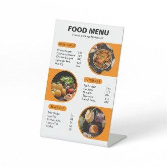 Orange and Black Bold Geometric Restaurant Menu Pedestal Sign