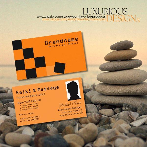 Orange and Black Chessboard Modern with Photo Chic
