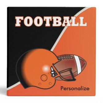 Orange and Black Personalize Football Binder