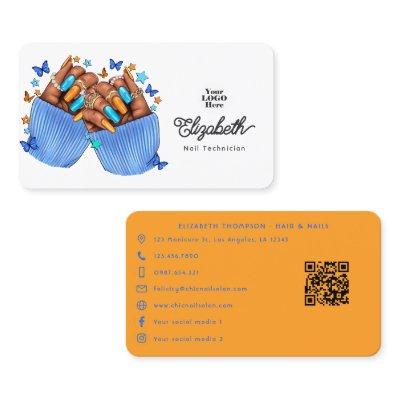 Orange and Blue Nail Salon Branding Design