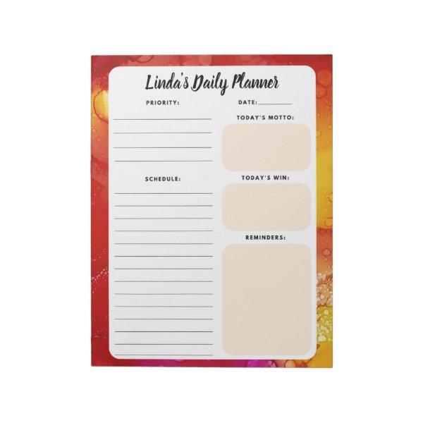 Orange and Yellow Marble Daily To-Do List Notepad