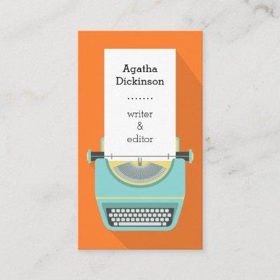 Orange blue retro typewriter professional writer