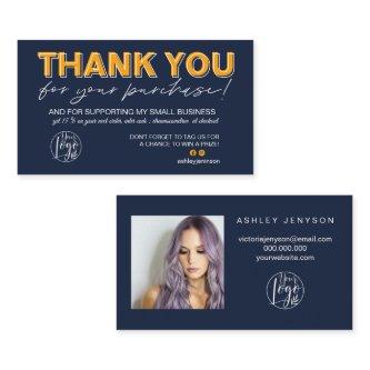 Orange blue script photo logo order thank you