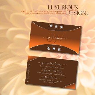 Orange Brown with Silver Decor Jewels and Monogram