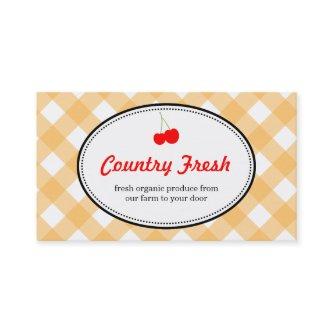 Orange country gingham pattern red cherry produce