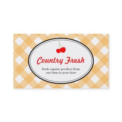 Orange country gingham pattern red cherry produce