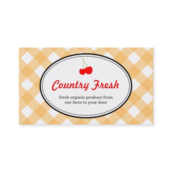Orange country gingham pattern red cherry produce