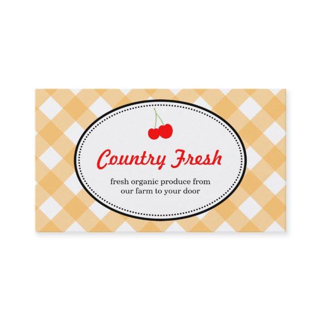 Orange country gingham pattern red cherry produce
