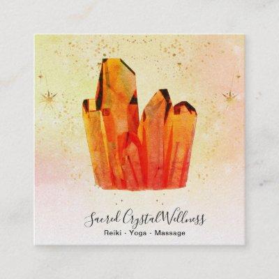 ~ Orange Crystal Cluster Pastel Rainbow Stars Square